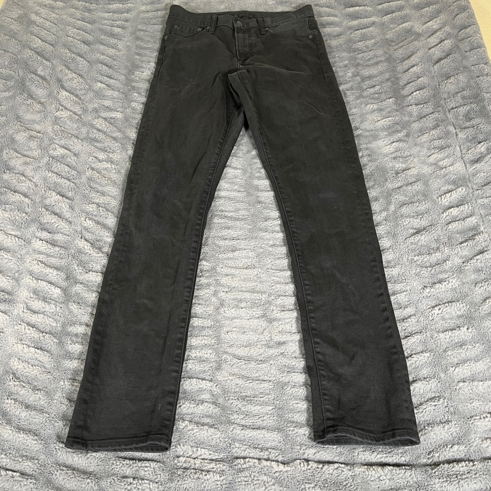 Uniqlo Mens Slim Straight Stretch Selvedge Denim Jeans Black 29x34 452522